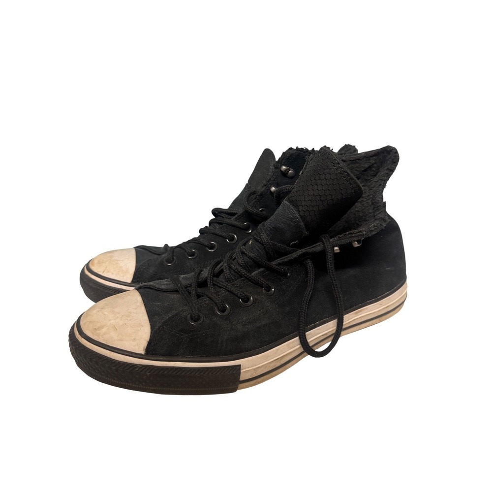 Converse Chuck Taylor All Star Hi Black Leather Faux Fur Sneaker Boots 165451C 9